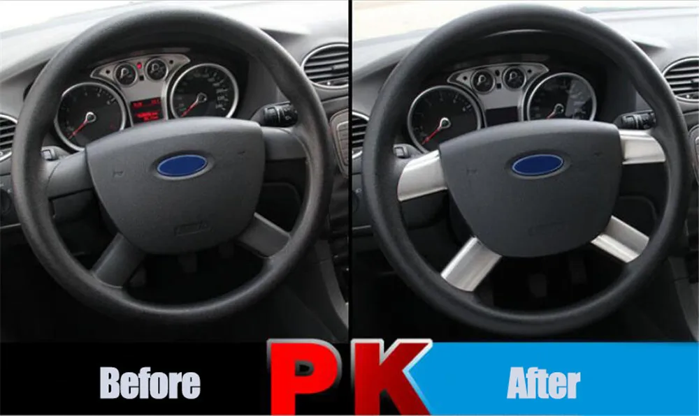 4 шт. декоративные наклейки на руль для Ford Focus 2 MK2 2005-2011/KUGA 08-12/C-MAX 2007-10 автомобильные аксессуары