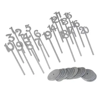 

Wedding Table Numbers Holders Thicken Wood with Glitter, Silver