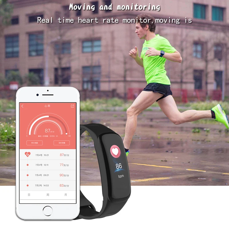 C1S Blood Pressure Heart Rate Monitor Smart Watch Sport Bracelet Fitness Tracker 0.96 Inch Full Functioning for Android Ios | Электроника