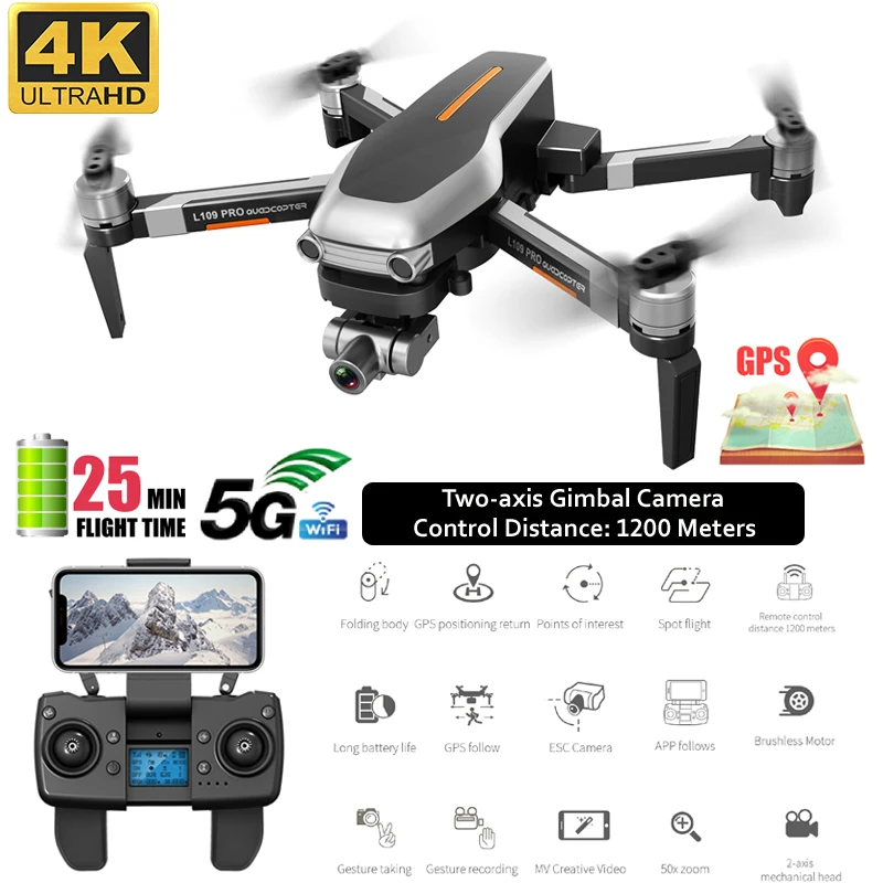 

Quadcopter Gps Drone 4k profissional 5G Wifi Brushless Dron Gesture Photo FPV Mini Drone Camera Adjustable Helicoptero RC