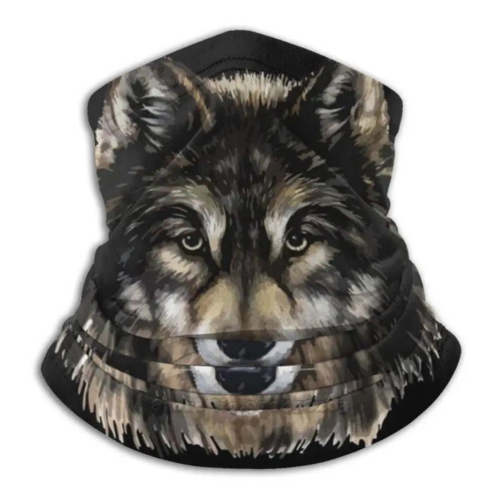 Furry Wolf Face Graphics Art 3D Bandana Face Neck Warmer Soft Fleece Mask Sciarpa Sportiva Wild Wildlife Wolf Wolf Animal Animals