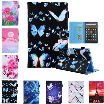 

PU Leather Flower Cover for Amazon Fire HD 10 2017 7th 10.1'' Tablet Print Case for Fire HD10 2019 9th Flip Protective Shell