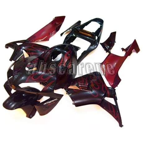 Полный комплект обтекателя для Honda CBR600RR 2003 2004 CBR 600 RR 03 04 ABS пластиковые детали для мотоцикла Cowlings черный с красным пламенем