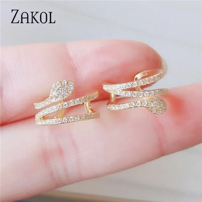 Красивые серьги-Клипсы из кубического циркония AAA ZAKOL, хрящи, модные серьги-манжеты в виде листьев, Женские Ювелирные аксессуары FSSP3017