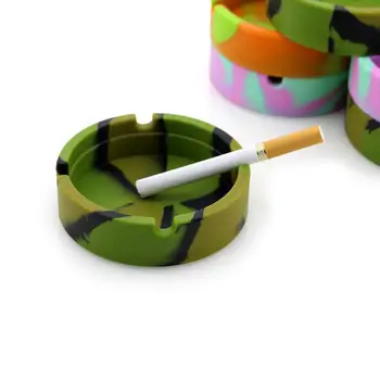 

Portable Camouflage Soft Silicone Gel Ashtray Circular Ashtray Smoke Convenient Cigarette Box Creative Ashtrays Smoking Tools