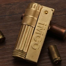 Imco 6700 clássico cobre isqueiro gasonlion estilo vintage óleo gasolina recarregáveis flint ignição moer rodas fogo mais leve