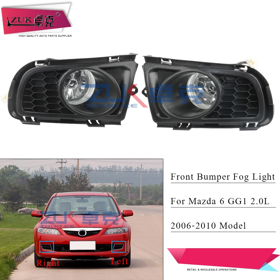 

ZUK Auto Front Bumper Fog Light For MAZDA 6 Sedan GG1 2006 2007 2008 2009 2010 Fog Lamp Driving Light Foglight Foglamp With Bulb