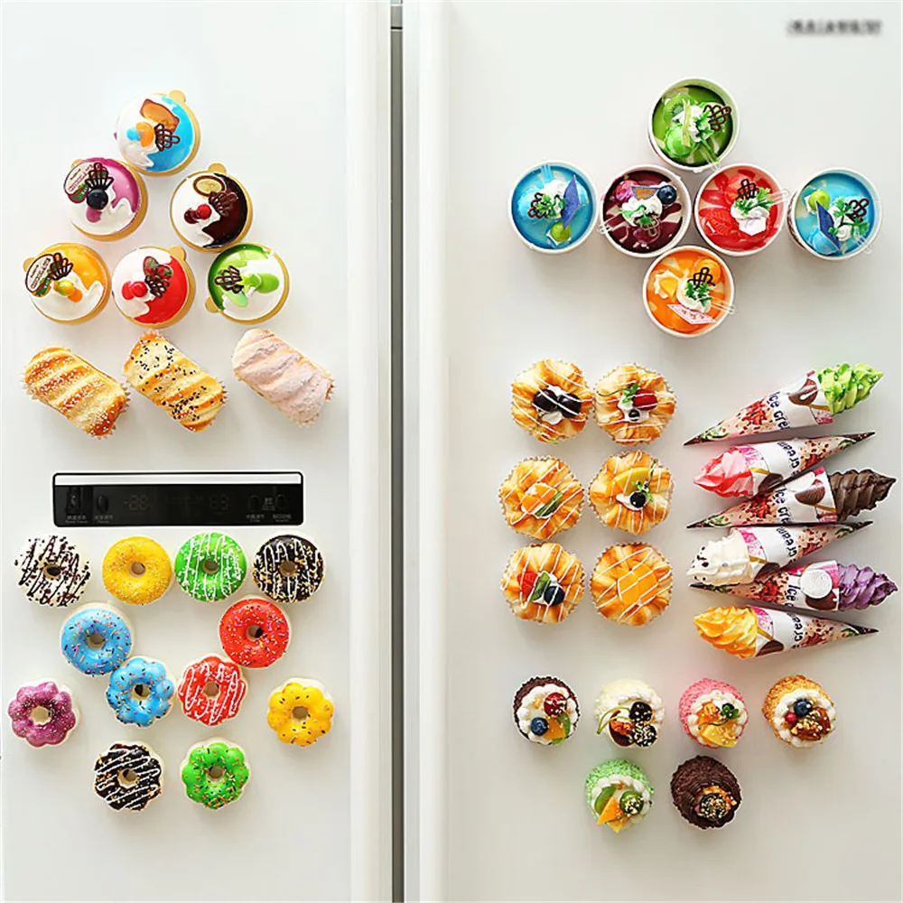 

Simulation Cake Model Fake Ice Cream PU Donut Child Kitchen Toy Artificial Bakery Home Decor Table Ornament Fridge Sticker QW182