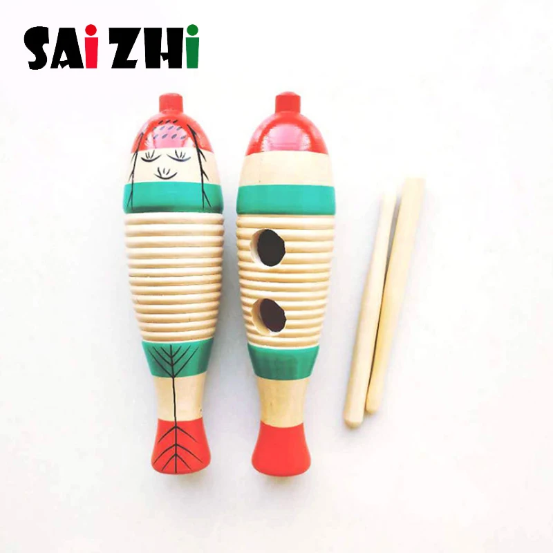 Saizhi деревянный музыкальный инструмент для детей игрушки звуковая трубка маленький однониточный перкуссионный цилиндр игрушка с бочкой SZ33h8