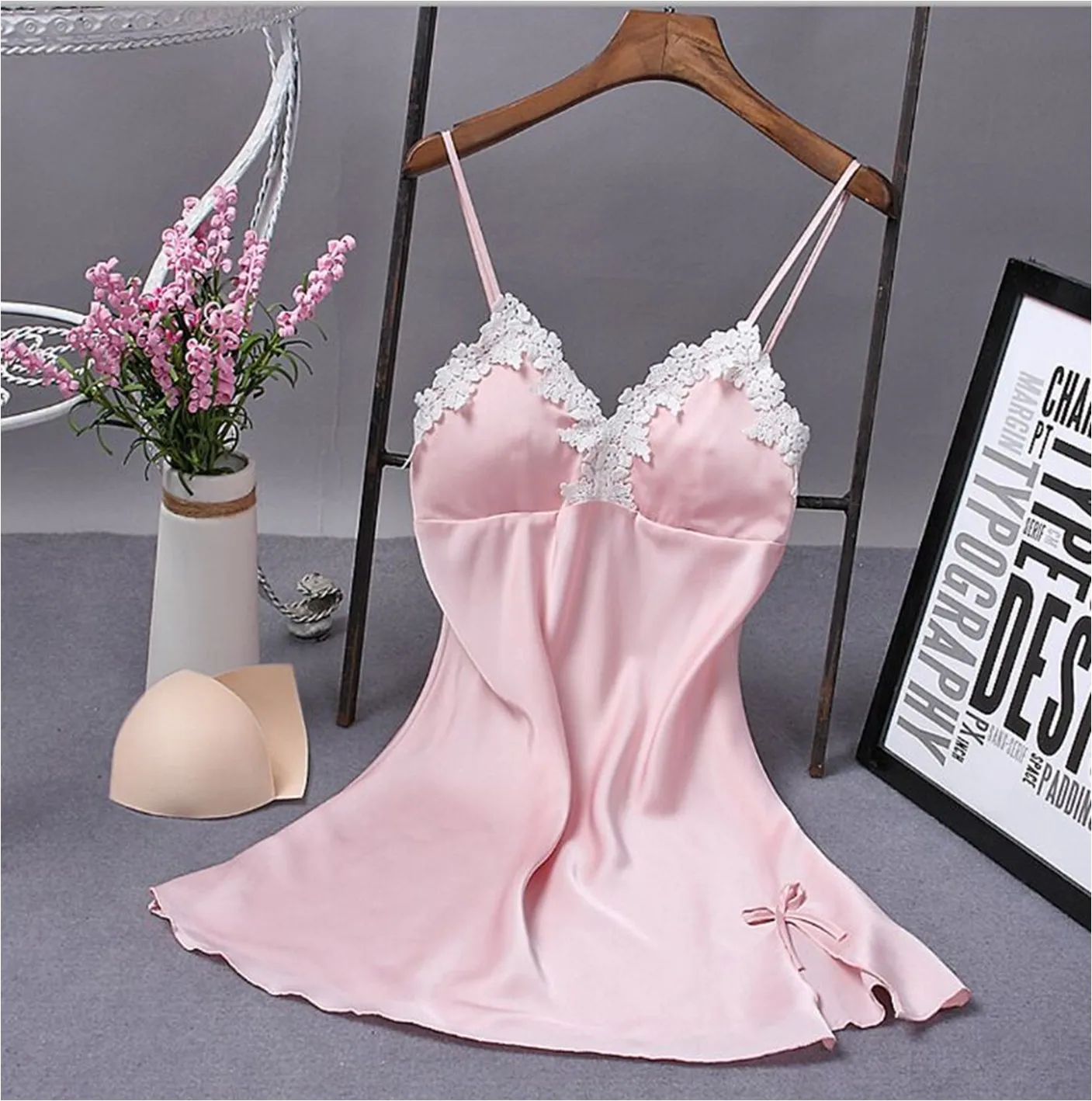 Hirigin женское сексуальное кружевное белье Ночное белье халат Babydoll Ночное платье - Цвет: Розовый
