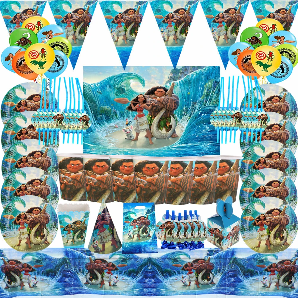 Disney Moana Birthday Party Decoration Supplies Kids Baby Shower Tableware  Cups Plates Banners Balloons Favors Event Decor Gift - Disposable Party  Tableware - AliExpress