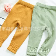 Мягкие вязаные леггинсы для малышей на весну и осень детские жаккардовые трикотажные брюки из чистого хлопка для маленьких девочек одежда для маленьких детей