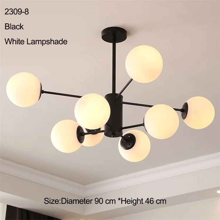 8 light black white Волшебная молекулярная структура бобов стеклянная люстра для спальни гостиной украшения для комнаты светильники французская страна - Цвет абажура: 8 light black white