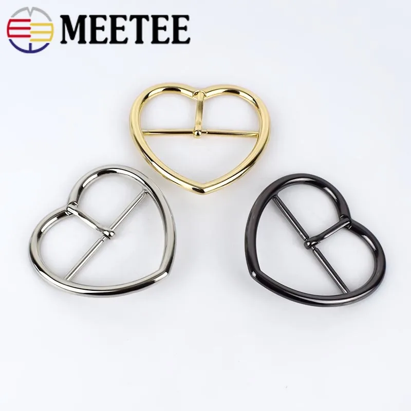 Meetee 52x45 мм пряжки для сумки в форме сердца, ремень с пряжкой, металлическая застежка-регулятор, крючки, аксессуары для рукоделия из кожи