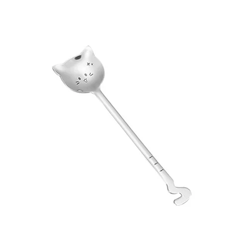 Funny Tea-Spoon For Coffee Long tail cat Coffee spoon Long Handle Spoon Birthday Gift 304 Stainless Steel Tableware
