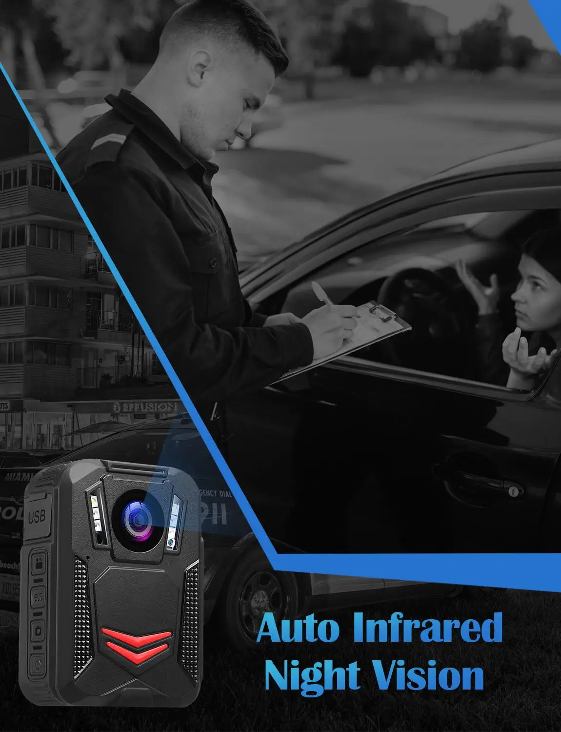 Boblov G2A Body Worn Camera 64GB HD 1296P DVR Video Security Cam IR Night Vision Wearable Mini Camcorders police camera
