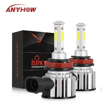 

F4 Car Headlight 2400W 360000LM 4-Sides LED Headlight Kit Hi/Lo Power Bulb 6000K 9005/9006/H11/H7 Black Shell White Lights