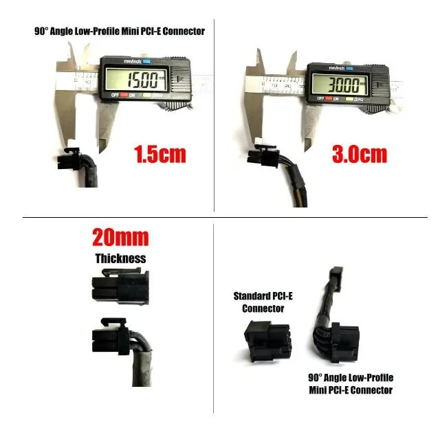 Cabo de Alimentação Mini Pci-e 90 ° em Forma de l Cabo de Alimentação Gpu de Pinos Ângulo de Extensão de Alimentação de Pinos Macho para Fêmea 13cm Cabos de computador e conectores - Imagem 5