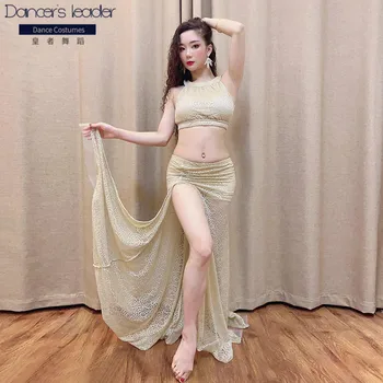 

2020 new summer belly dance suit beautiful back lace comes with chest pad practice clothes performance clothes