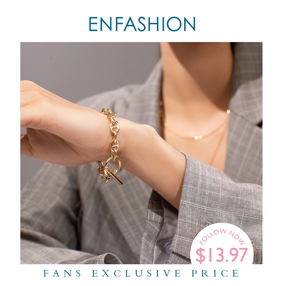 ENFASHION геометрический полый браслет Femme золотой цвет нержавеющая сталь панк