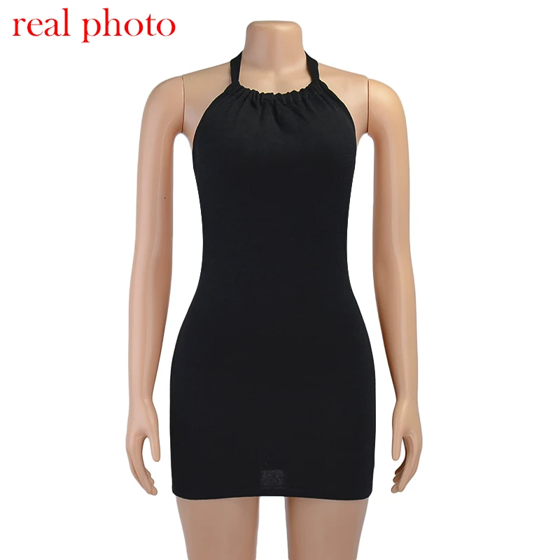 Cryptographic Halter Sexy Backless Mini Dresses Bodycon Skinny Club Party Sleeveless Knitted Dress Fall Streetwear Beach Holiday macys dresses