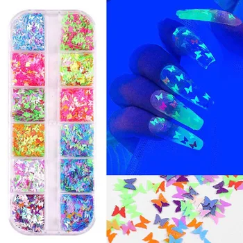 

Butterfly Fluorescent DIY Decoration Sequins Mixed Colors Holographics Glitter 3D Flakes Slices Art Accessories