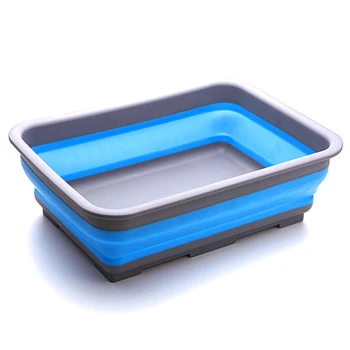 

Folding Silicone Basket Storage Bucket Kitchen Accessories Vegetable Fruit Washing Square Baskets Collapsible Storage Basket