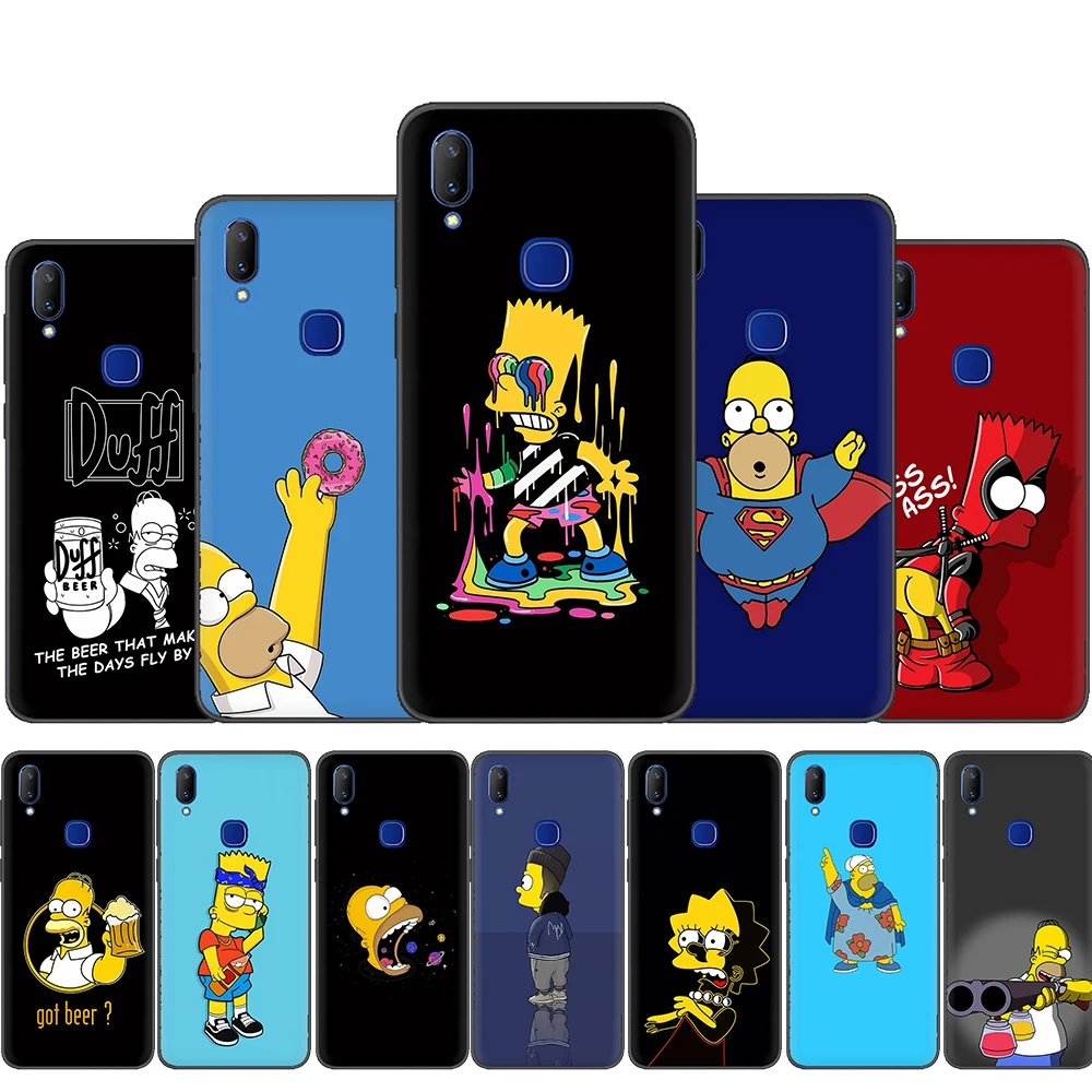 Funny Homer J.Simpson Black Silicone Phone Case for VIVO Y53 Y55 Y81 V5 V7 V9 V11 V15 Pro Y17 Y69 Y71 Y91 Y93 Y66 X9 Y11 U3 Y5S | Мобильные