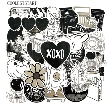 

50Pcs/Set Fresh Pink Black And White Series Graffiti Stickers For Motorcycle Skateboard Laptop Bicycle Trunk Backpack Waterproof