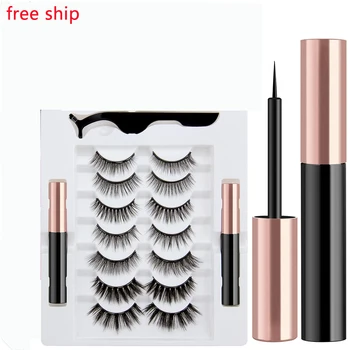 

7 Magnetic lashes 2 eyeliner magnetic kit &Tweezers mink Natural long lasting Dramatic Handmade Reusable Waterproof False lashes