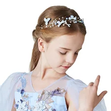 Модная одежда для девочек свадебные украшения венок невесты с повязкой на голову для девочек наряды жемчуга Аксессуары для волос невесты рождественское банты волосов