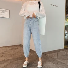 GUUZYUVIZ повседневные джинсы женские с высокой талией джинсы женские винтажные синие брюки из гарема женские джинсы