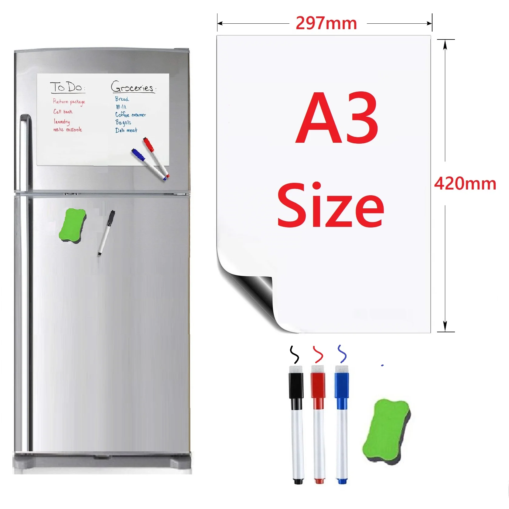Магнит на холодильник A3 Размер Магнитная письменная доска фломастер для белой доски ручка Подставка для напоминаний с магнитами кухня напоминание Еженедельный планировщик план доска - Цвет: style5