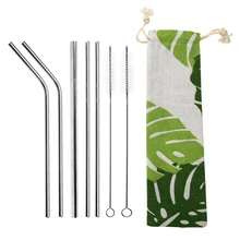 Нержавеющая сталь, металлическая соломинка для питья, Экологичная многоразовая соломинка, щетка для очистки соломинки, свадебные декоративные аксессуары для вечеринок