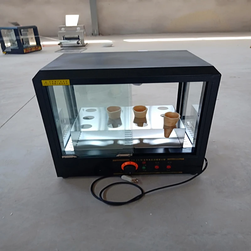 Conical pizza insulation cabinet cooked food display cabinet long-lasting insulation right angle glass display