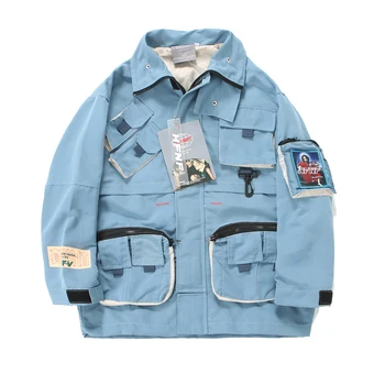 

Back Pockets Zipper Pullover Windbreaker Track Jackets Men 2020 Spring Hip Hop Harajuku Coats Streetwear Male Techwear