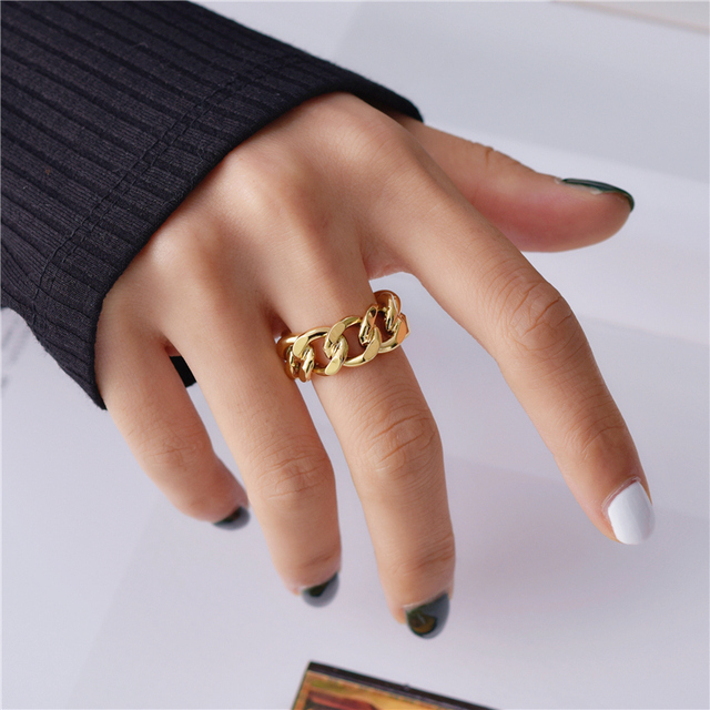 Cool Hip Pop Rings Multi-layer Adjustable Chain Four Open Finger Rings Alloy man Rotate Rings for Women Party Gift
