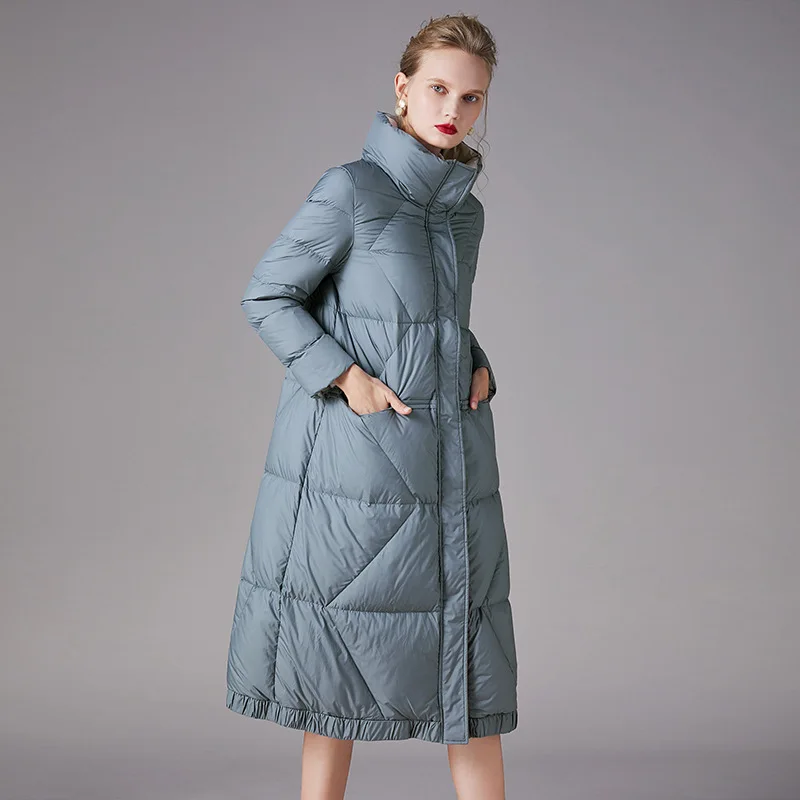 Зимняя женская одежда, корейский пуховик, Женская длинная куртка, 90% белый утиный пух, толстый воротник, женский пуховик размера плюс, Женское пальто