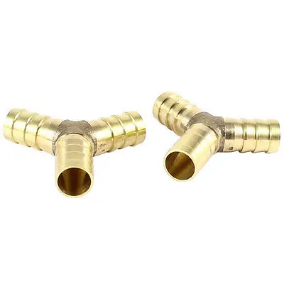 

2 Pcs Y Shape 3 Ways 12mm Hose Barb Fitting Adapter Coupler Connector Gold Tone