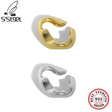 

S'STEEL Sterling Silver 925 Korean Clip Earrings Design Simple Irregular Surface For Women's Luxury Texture Party Fine Jewellery