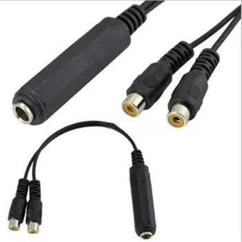 

20cm Stereo 1/4" 6.35mm Female Jack to Dual RCA Female Plug Y Splitter Cable Double Lotus Audio Cable