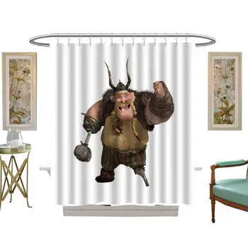 

Shower Curtains Green Leaves Horn Illustration Animation Fictional Character Demon,W60 x L72 Halloween Shower Curtain Hooks