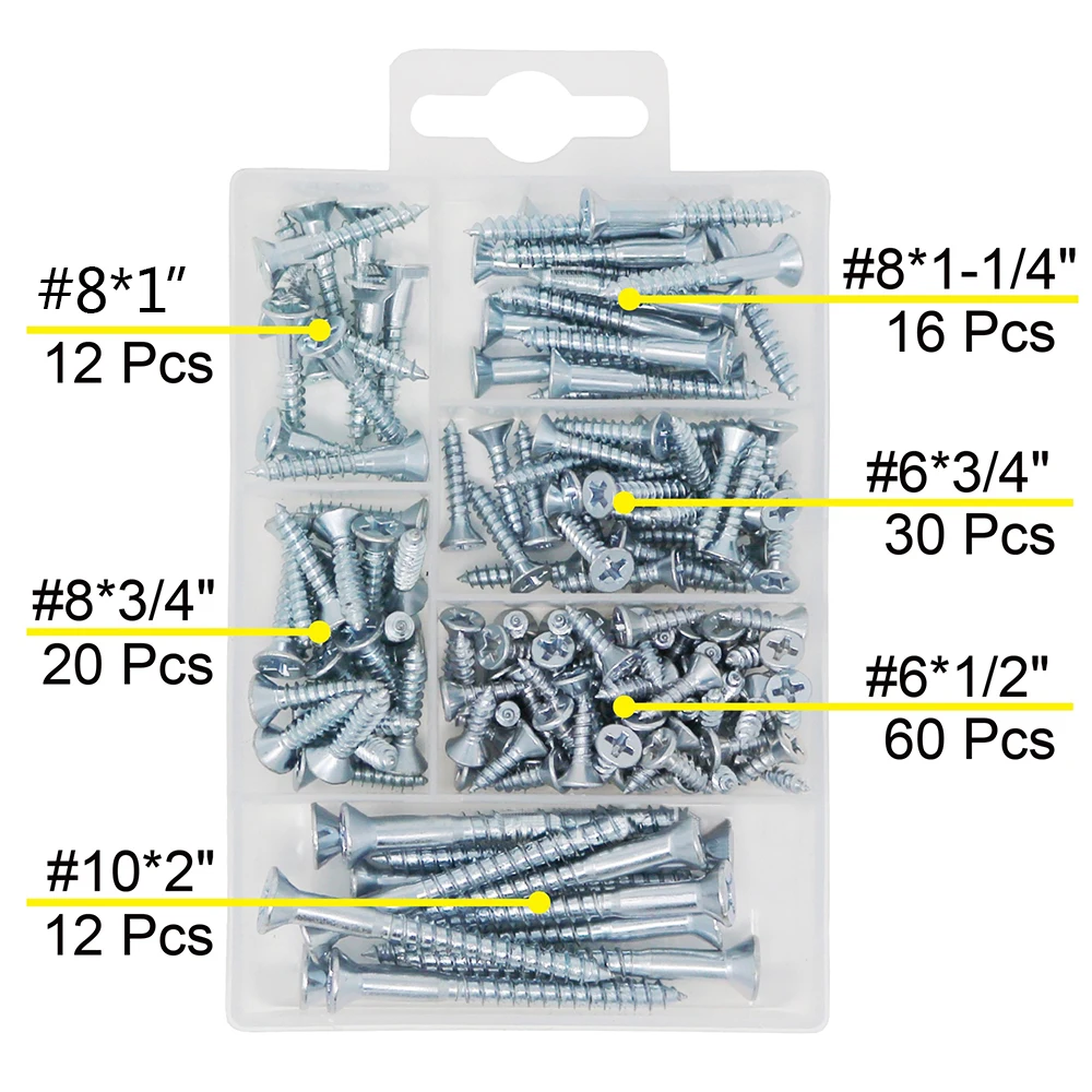 150pcs шуруп для дерева комплект Phillips с плоской головкой, по дереву комплект винтов с потайной головкой крест болтов и гаек