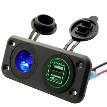 

4.8A Car Dual USB Charger Vehicle DC12V-32V Cover Waterproof Power Adapter Socket Mount Universal For Motorcycle Truck ATV Boat