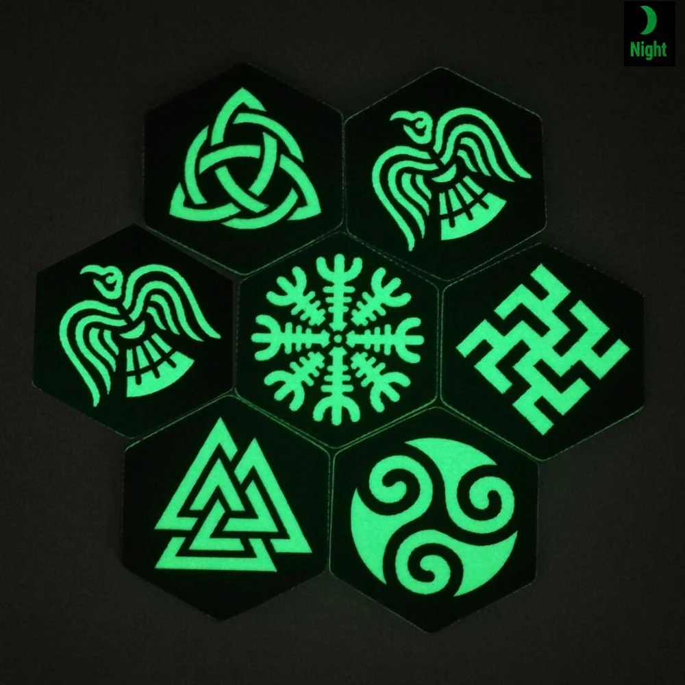 

3D Luminous Embroidery Snowflake Bird Triangle Nordic Viking Tactical Stripes Hook Recognition Badge Armband Luminous Patch