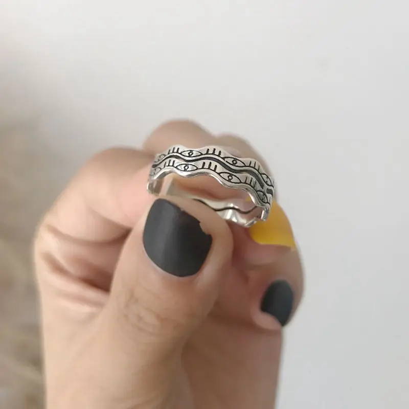 

Silvology 925 Sterling Silver Double Eye Sourcil Rings Vintage Creative Chic 2019 Women's Rings Silver 925 Festival Jewelry Gift