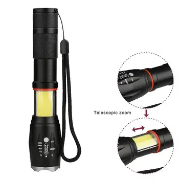 

Super Bright T6 LED 18650 Battery Flashlight Tail With Magnet For Outdoor LED Light Waterproof Flashlight T6 LED Flashlight