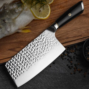 

Damascus knife Chinese Kitchen Knife Sharp Meat Cleaver Knife 5CR15 Stainless Steel Butcher Chopper Home Cooking Tools