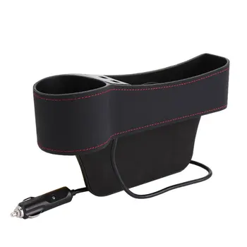 

Car Seat Box Organizer Car Console Side Pocket Coin Box And 2 Usb Charging Hub For Cellphones