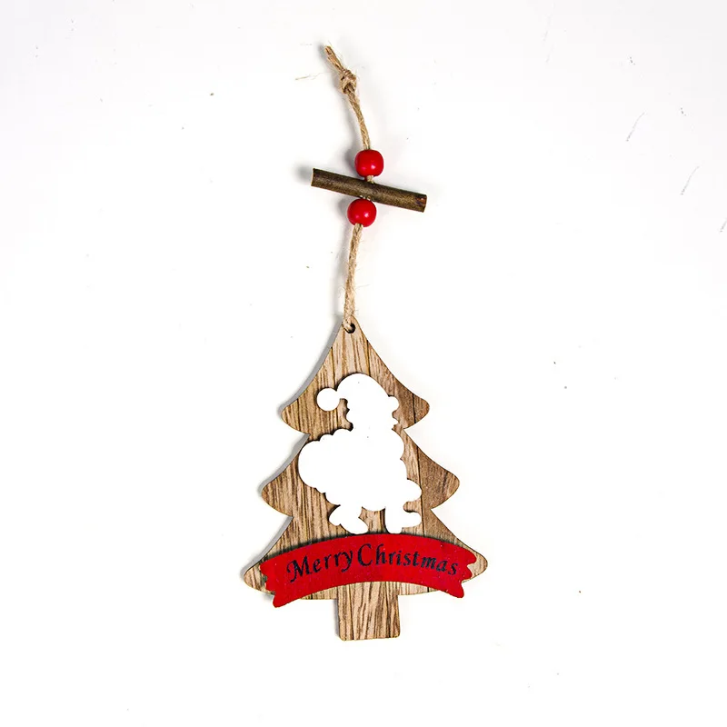 Welcome Merry Christmas Decorations Wood Hang Pendant Elk Angel Bell Xmas Christmas Tree Decoration Ornament Navidad - Цвет: 4